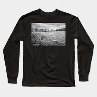 Riverside reeds blowing in the wind in the English countryside Long Sleeve T-Shirt